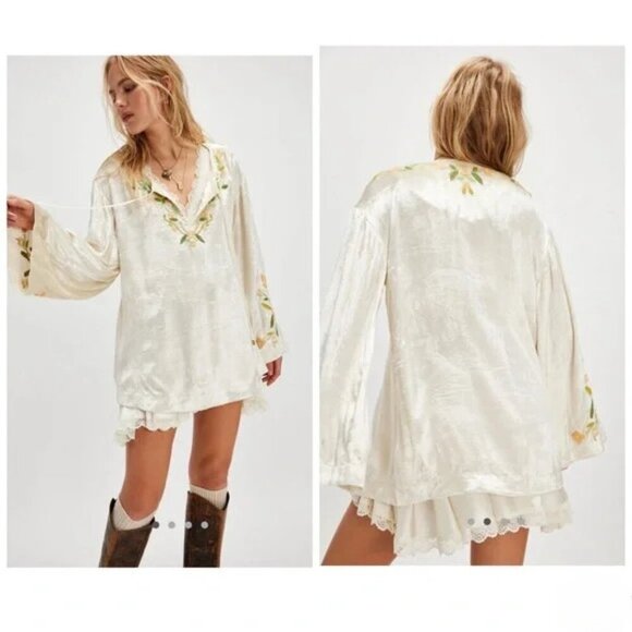 Free People Ember Embroidered Floral Tunic